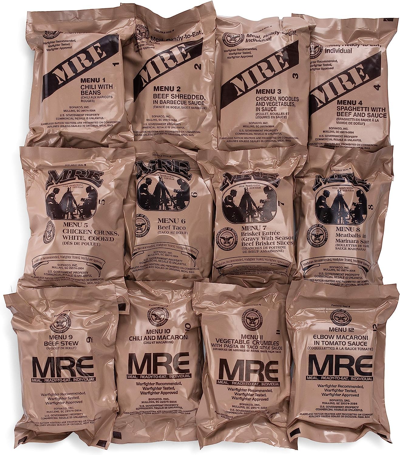 3 Rations De Combat US Army MRE - Repas Prêts à Manger OTAN (millésimes 21, 22, 24) - Neuves