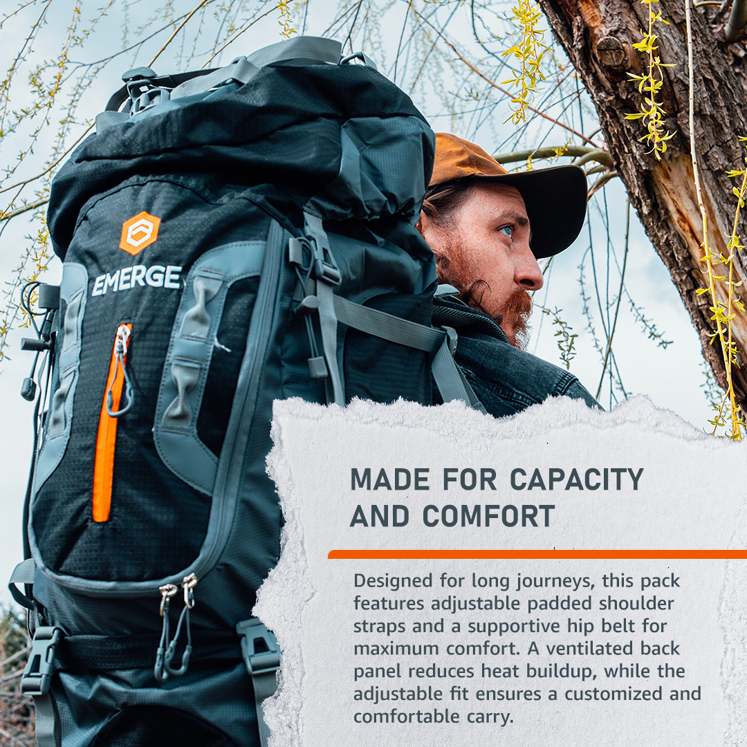 80l frame backpack w/ hip belt and rain cover 80L Survival Backpack